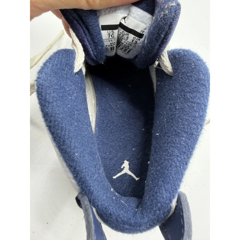 Jordan 6 Retro Olympic 384667-130 Toddler White Navy Size 7C